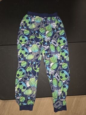 Kids Blue & Green Sports Print Pajama Pants